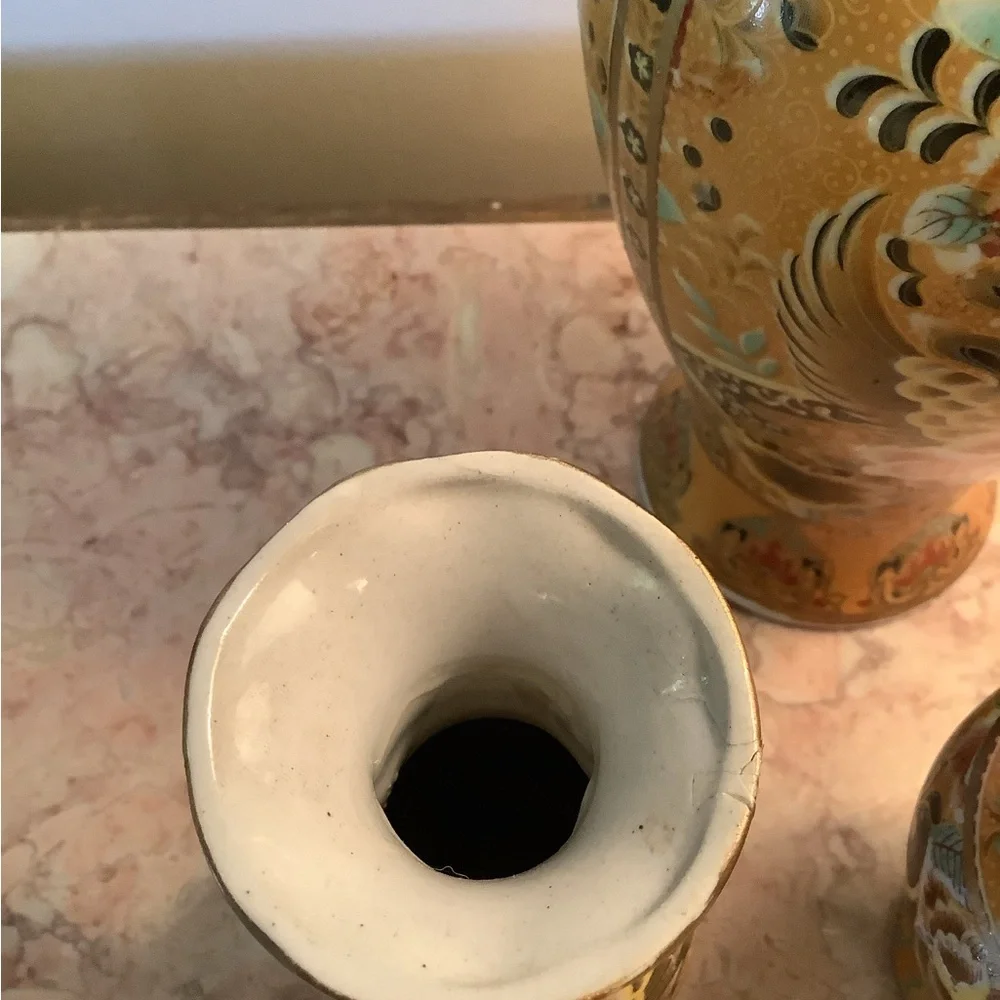 Set Vintage Asian Satsuma Style Ginger Jars + Vase - Picture 7 of 12
